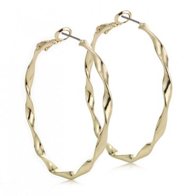 Gold twisted large hoop earring
